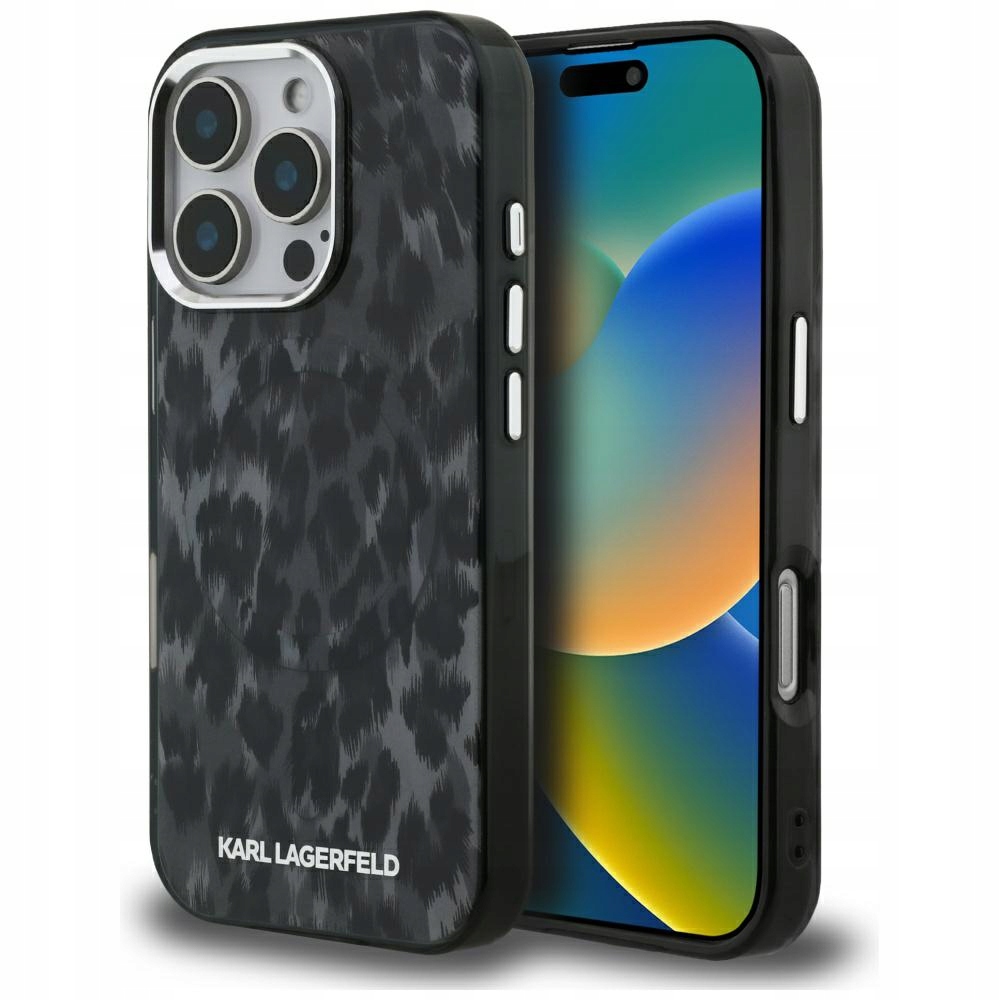 Pouzdro Karl Lagerfeld IML Leopard Pattern MagSafe pro iPhone 16 Pro Max, černé