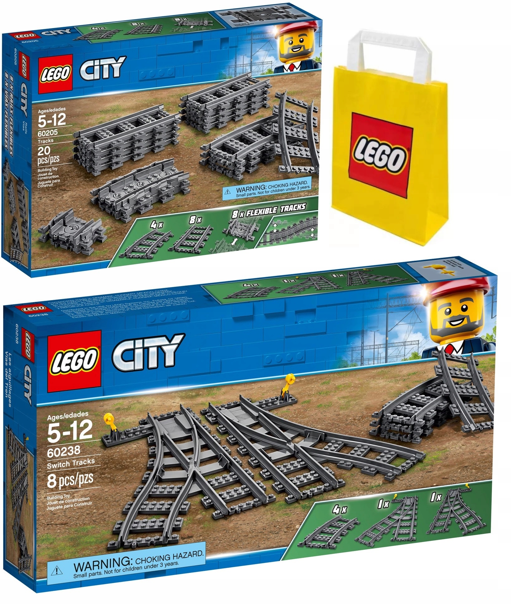 Lego City 60205 Tory 60238 Zwrotnice Torba Lego