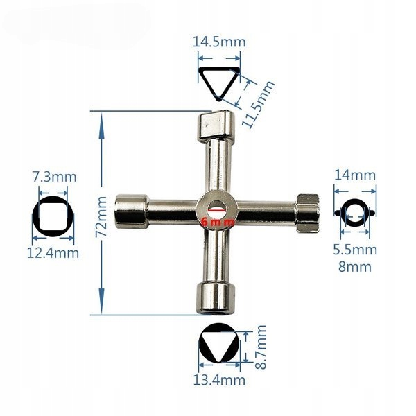 Klucz do szafek technicznych, krzyżak Kod producenta 16946