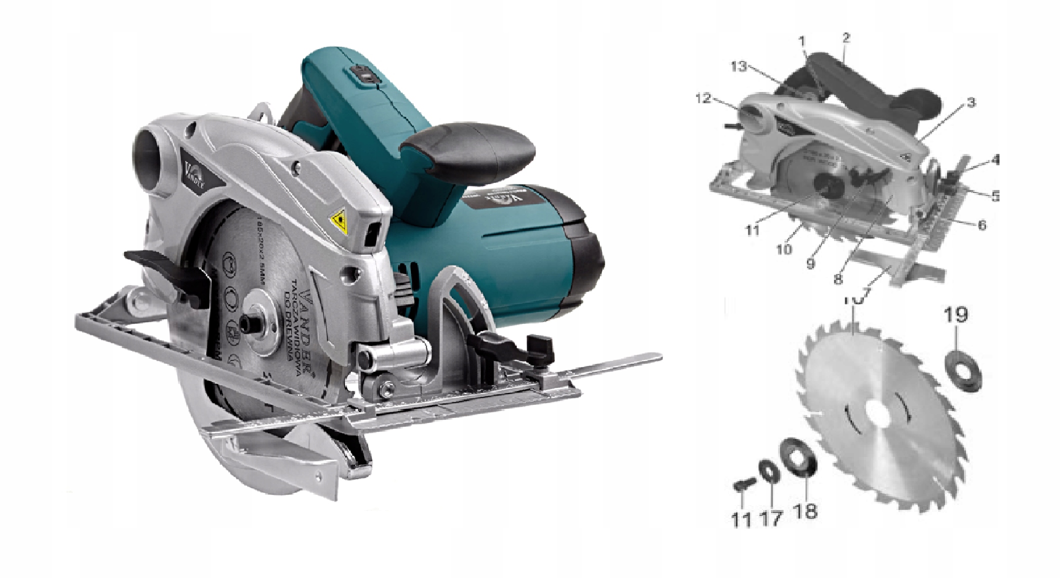 PILARKA TARCZOWA RĘCZNA VANDER VPT717 1500W 185MM