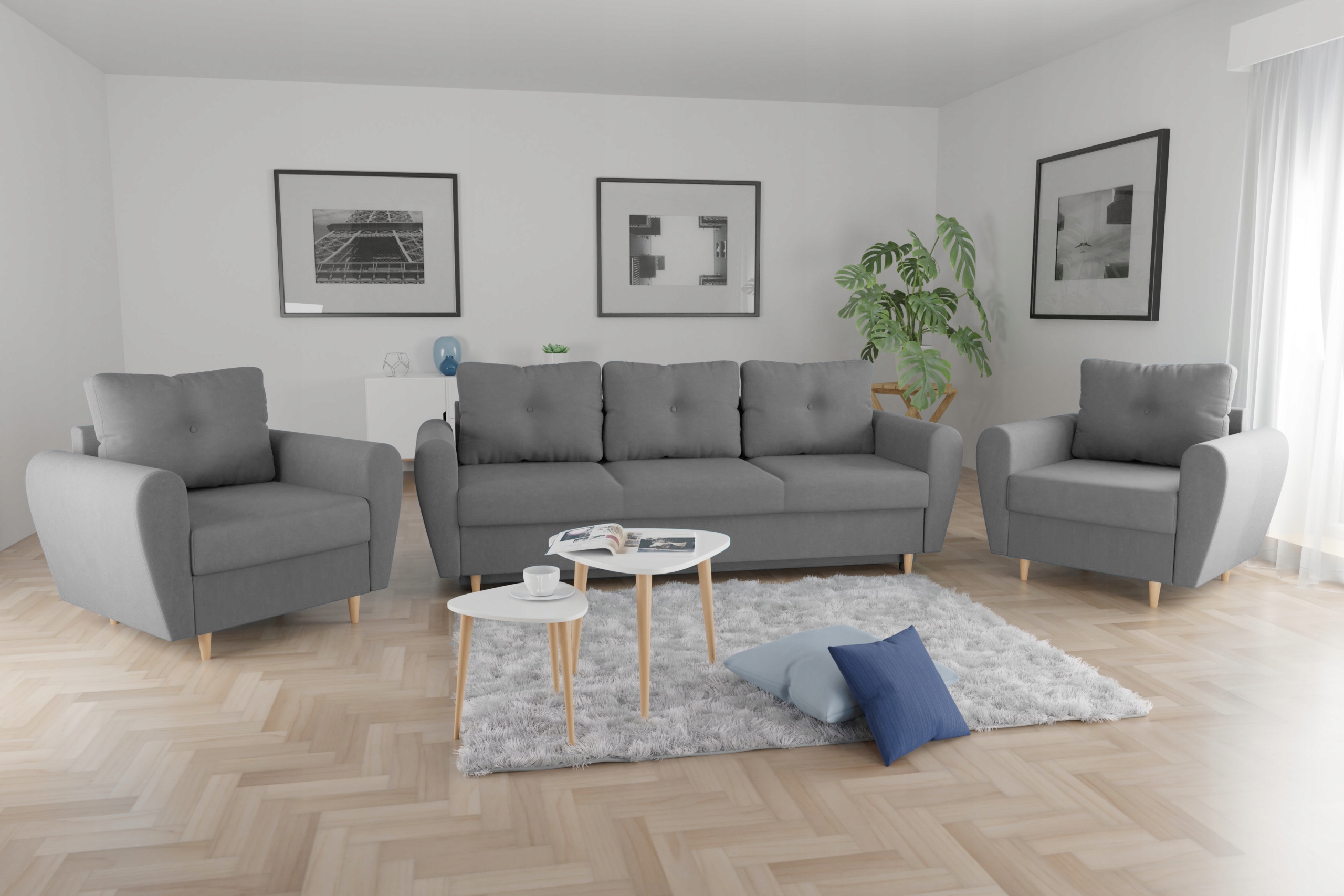 OLIVIA 3+2+1 Zestaw wypoczynkowy Komplet do salon Kolor obicia odcienie szarości