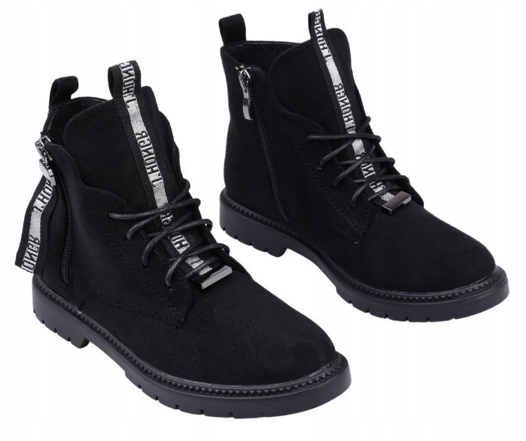 Kids Botki Trzewiki Ociepla Zamek Zamsz Czarne r34 Bohater brak