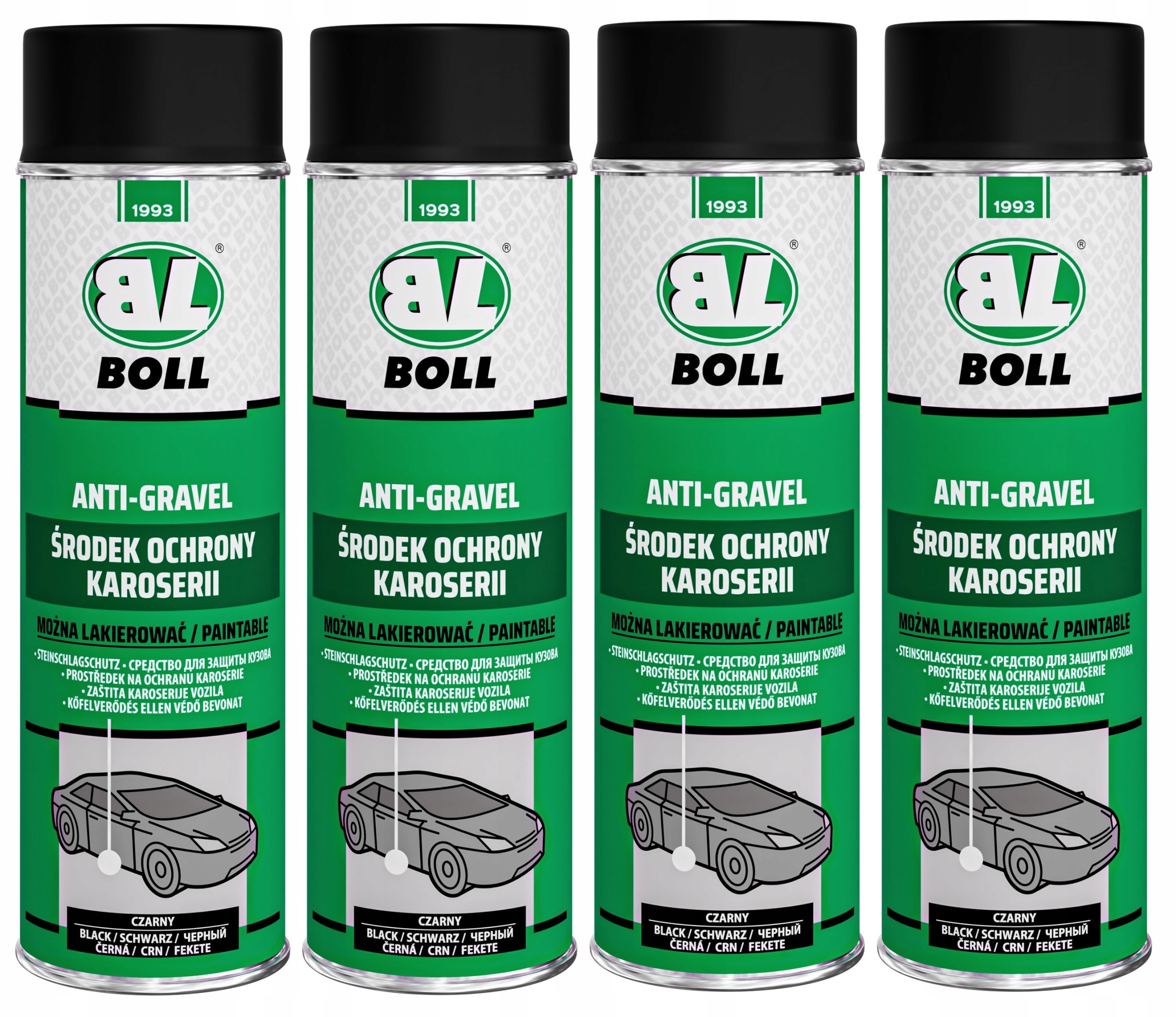 Boll Środek ochrony karoserii spray 500ml Czarny 4 sztuki