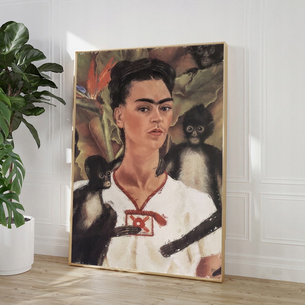 FRIDA KAHLO AUTOPORTRET Z MAŁPAMI PLAKAT A2 59,4x42cm #445 Marka KMBpress