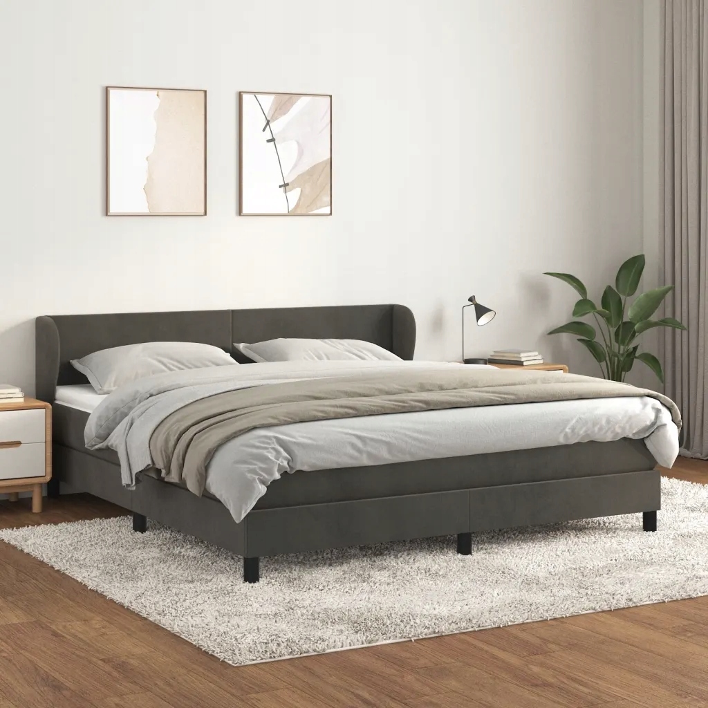 vidaXL Box spring postel s matrací tmavě šedá 180x200 cm samet