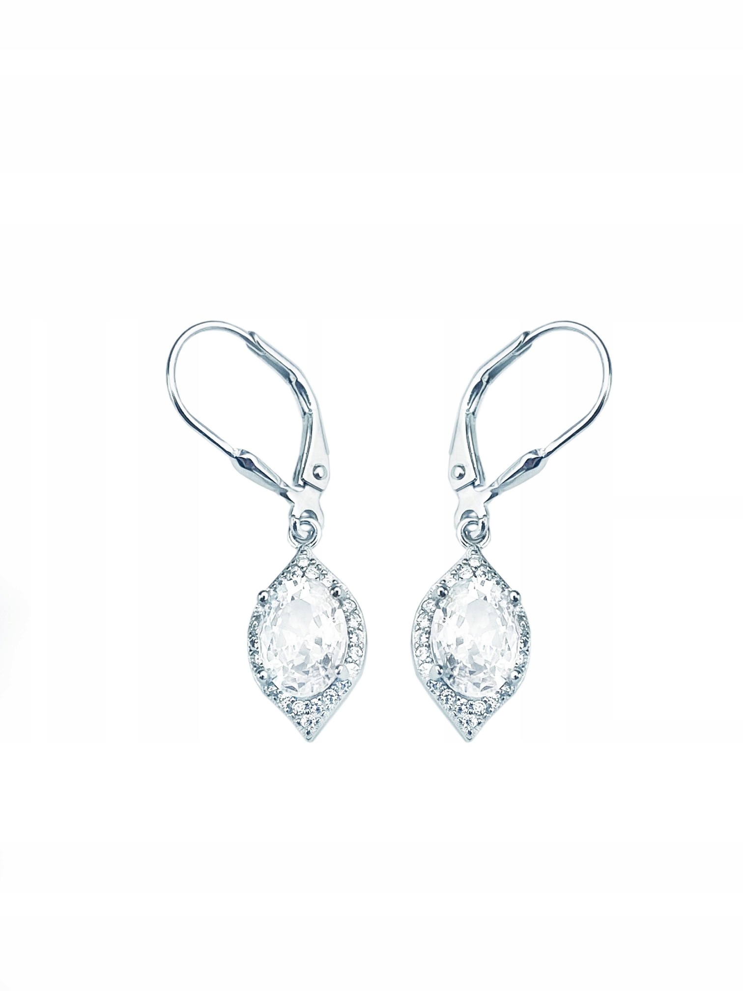 Stříbrné náušnice se zirkony, kočičí oko, karmínová barva