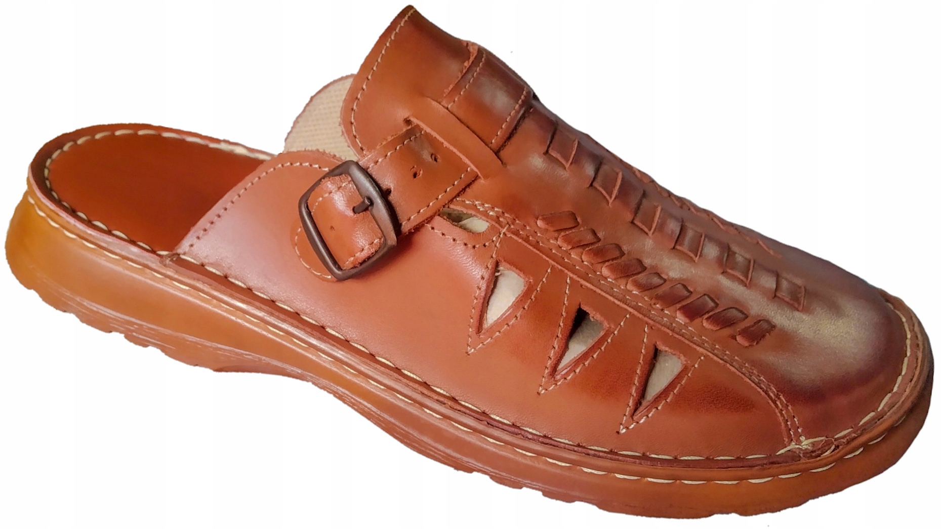 

Klapki męskie skórzane Polskie skóra brązowe 47