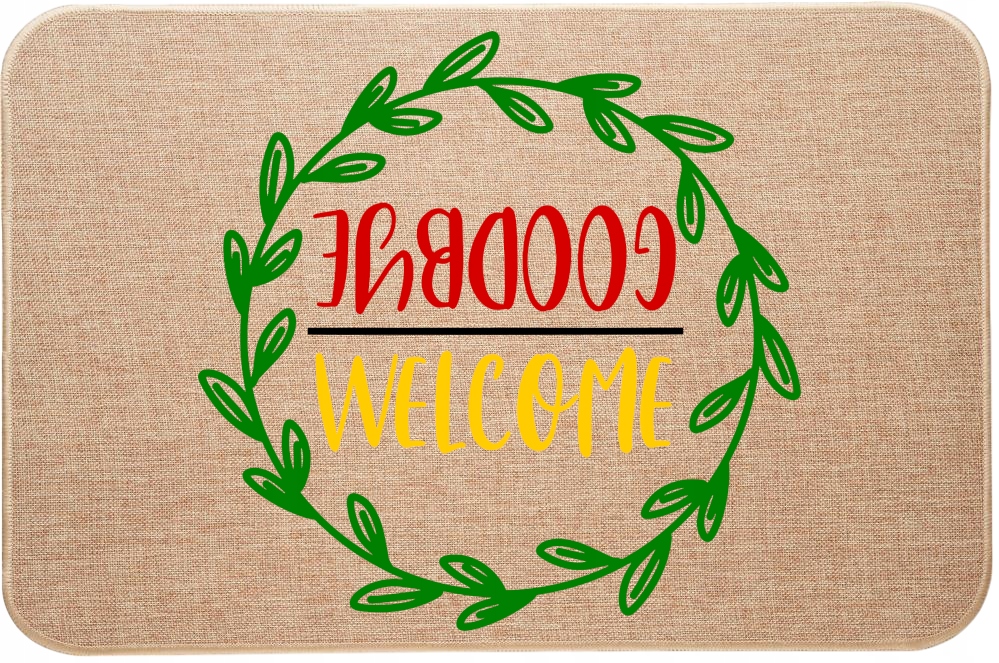 Lněná rohožka pod dveře s potiskem Welcome Goodbye Ahoj Sbohem