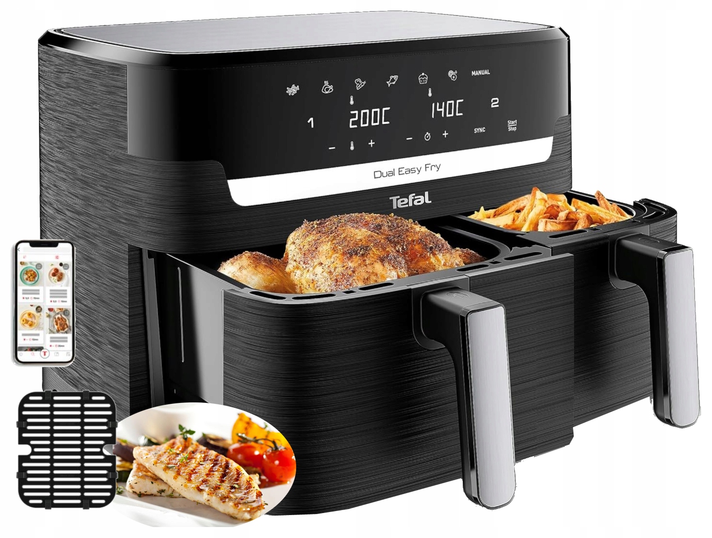 Beztuková Fritéza Tefal EY901810 2700 V 8,3 L Dualeasy Fry 2 Komory