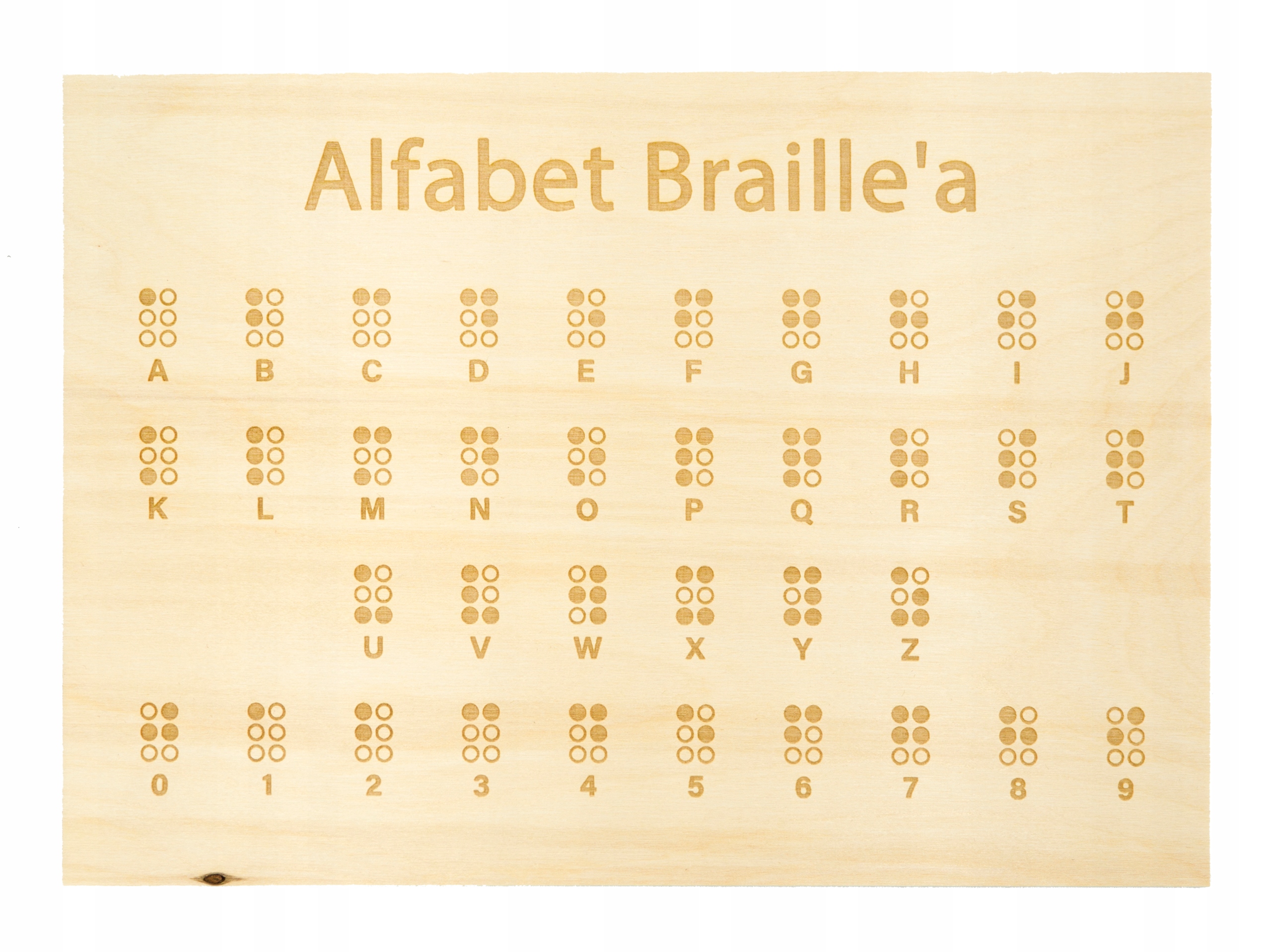 

Drewniana tabliczka edukacyjna Alfabet Braill'a