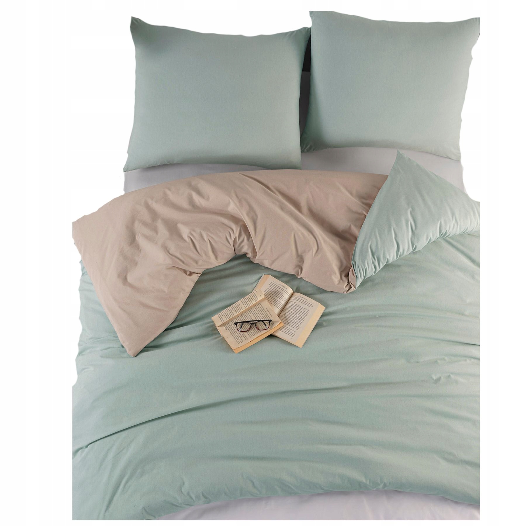 Komplet pościel dwustronna 200x220 poszewki 70x80 bawełna Matriss zielony