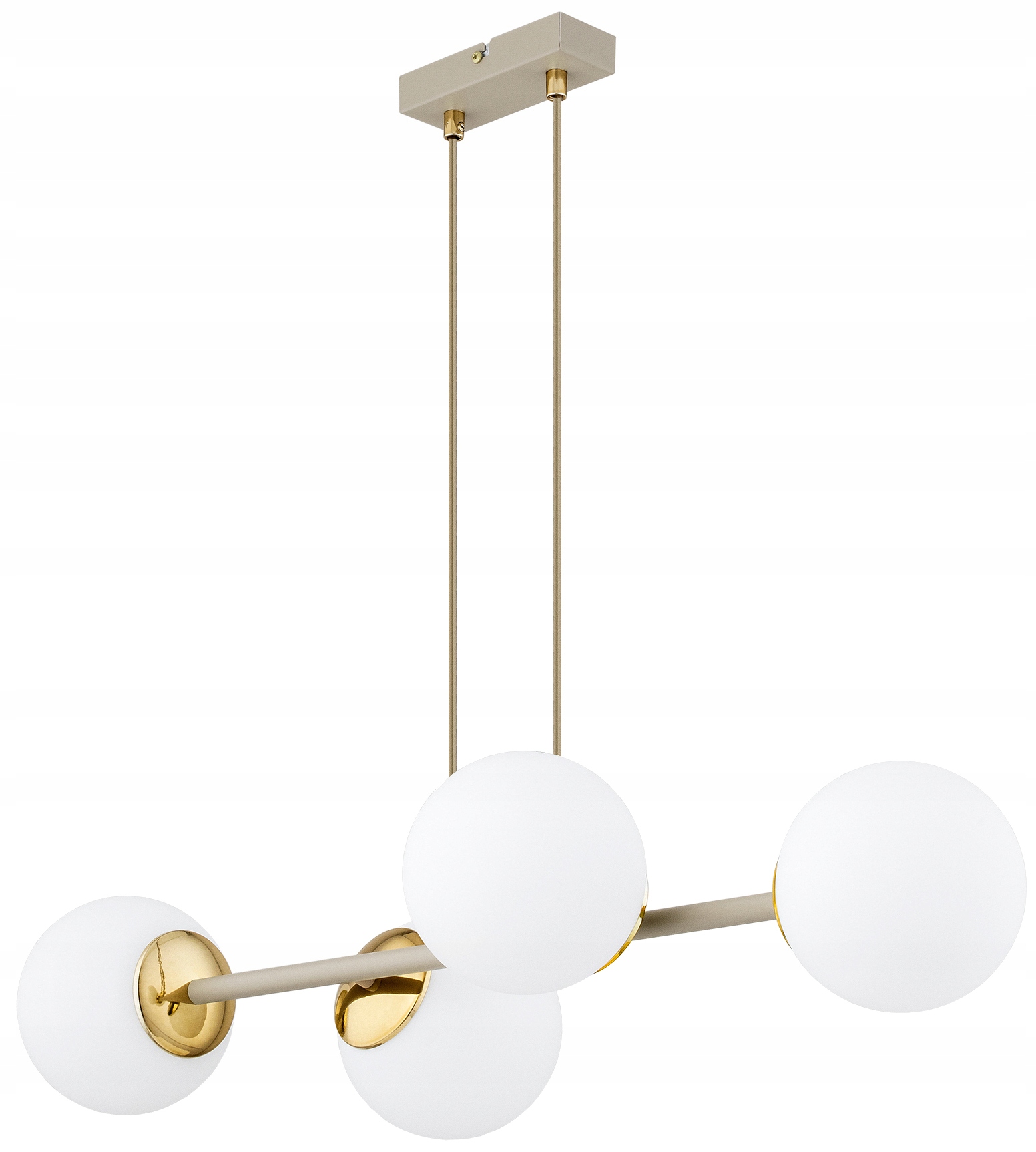 Lampa Wisząca Sufitowa Plafon Żyrandol Szklane Kule Milo Beżowy Ecru Złoty