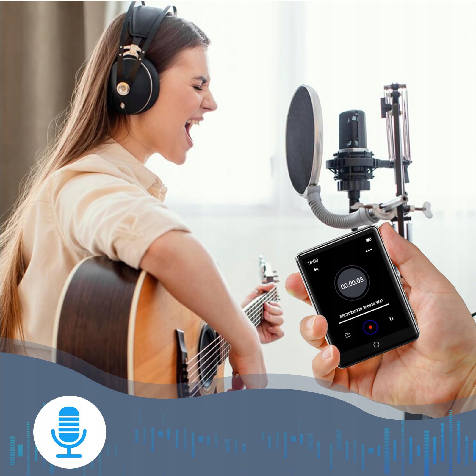 ODTWARZACZ MUZYCZNY HIFI MP3 MP4 16GB BLUETOOTH 5.3 FM RADIO POLSKI MENU Waga produktu 78 g