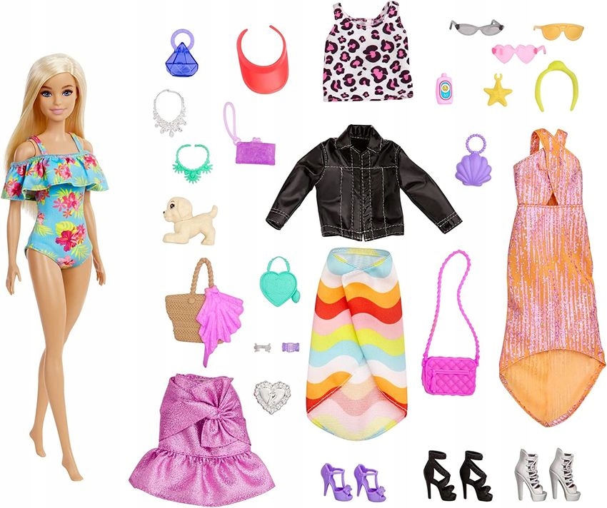 Адвент-календарь Barbie Fashionistas, кукла, одежда и собачка, 24 сюрприза, от 3 лет — фото 3