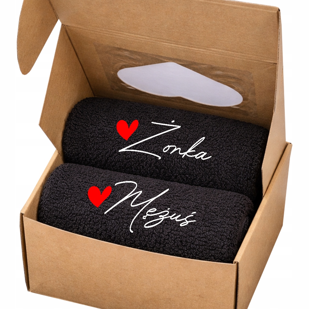 Sada ručníků 50x100 s výšivkou na Svatba výročí Dárek Manželka Muži Černá