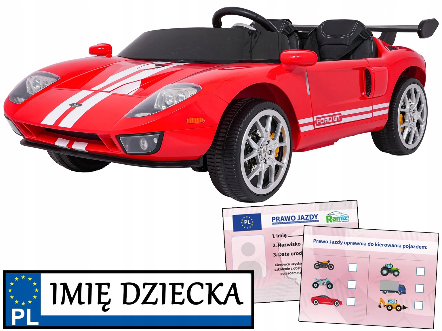 duży samochód elektryczny dla 2 dzieci Ford Gt pilot koła Eva pasy