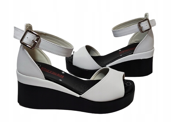 komfortové koturnové sandály Artiker 52c1621 Bílé r37