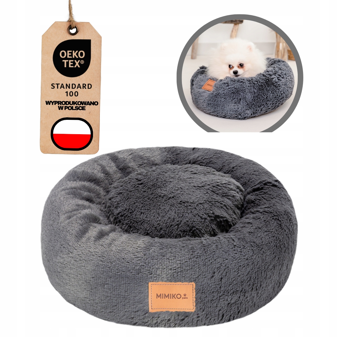 Legowisko Dla Psa Donut Chmurka Antystresowe Shaggy Włochate M 45cm Grafit