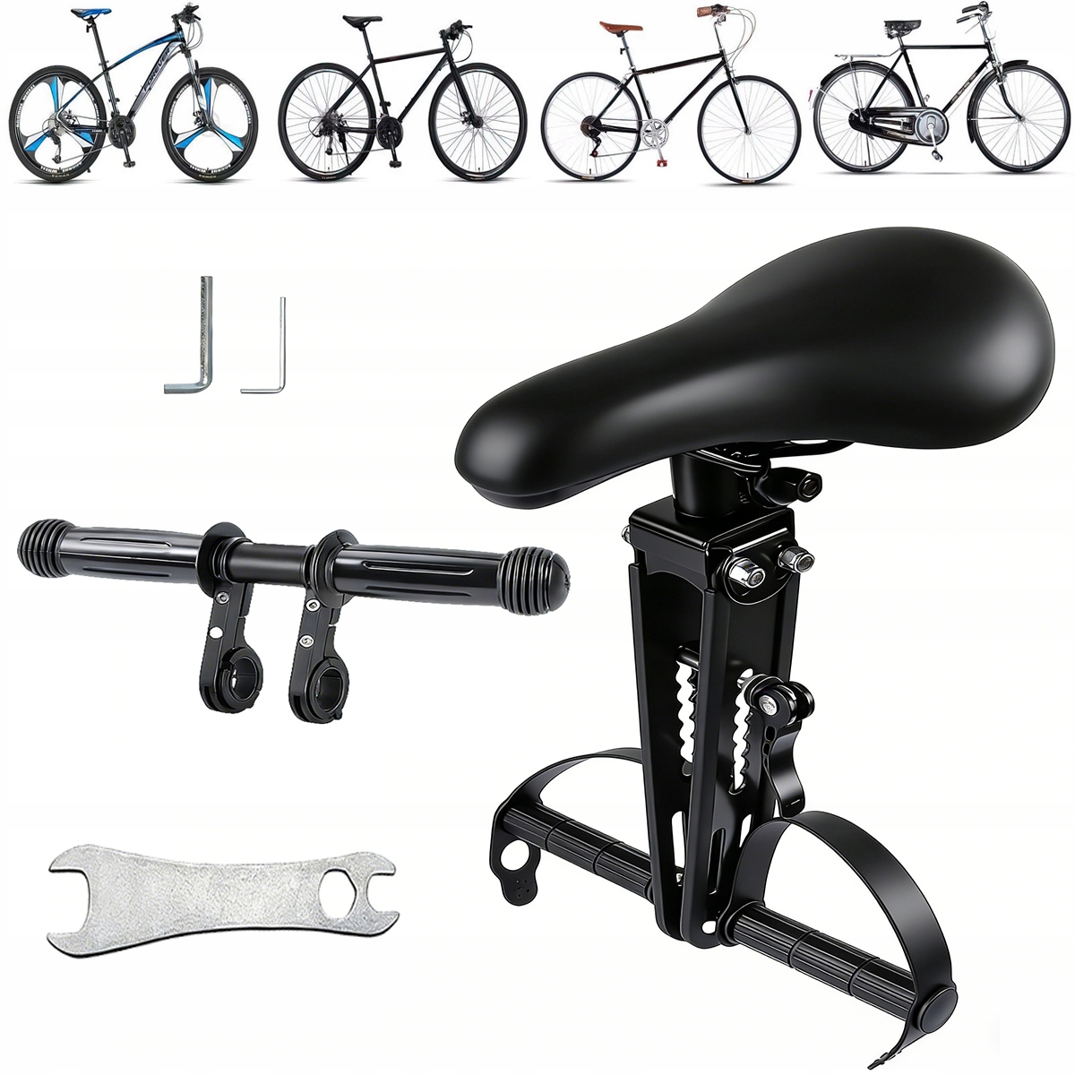 Fotelik Rowerowy Dla Dziecka Na Przednia Rama Bezpieczny Siodełko Czarny