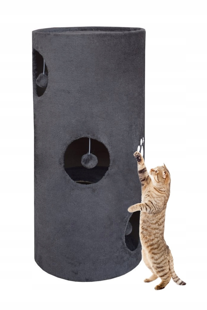 Levně Věž pro kočky Plyšové škrabadlo 78 cm Pelíšek pro kočky Tuba šedá