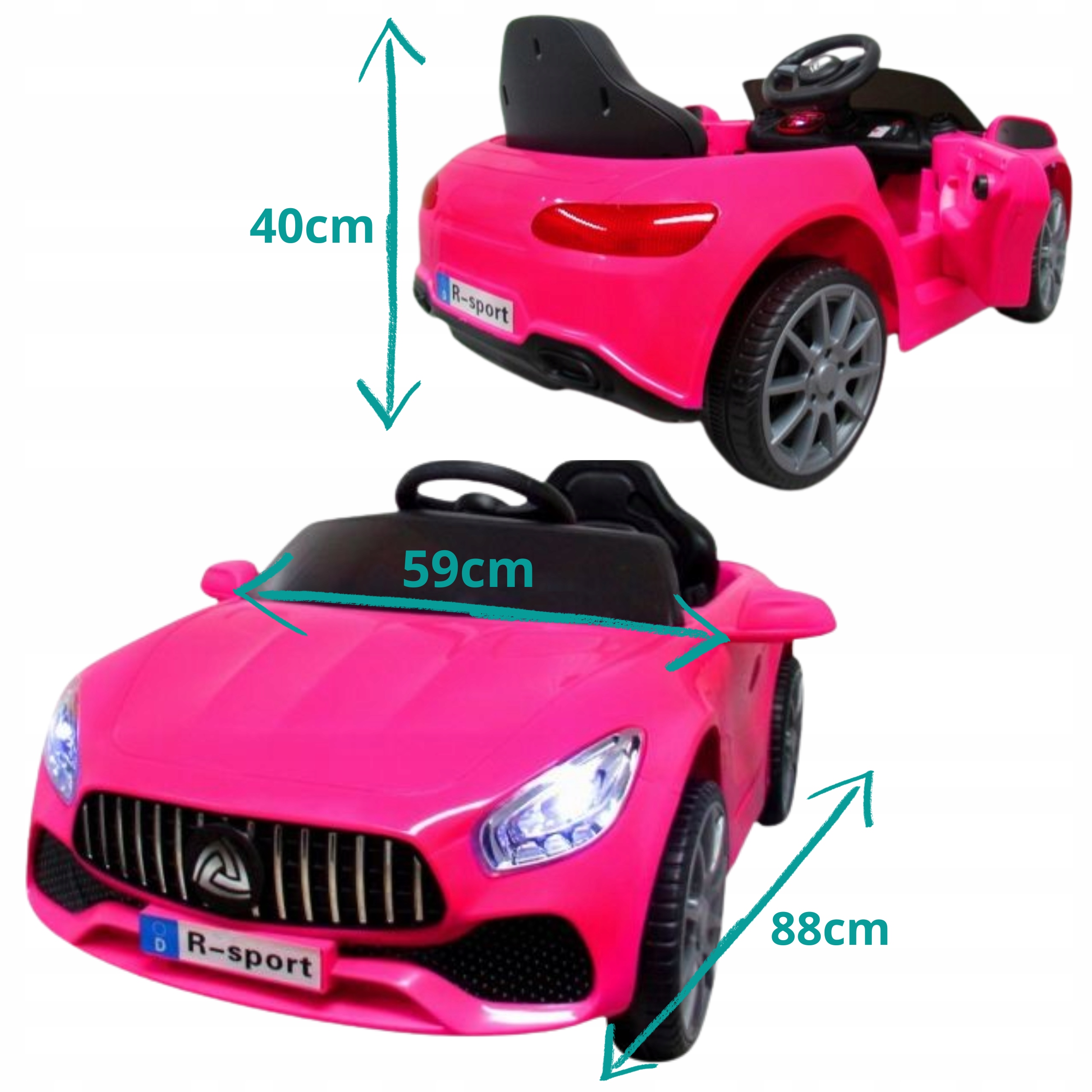 AUTO NA AKUMULATOR SAMOCHÓD ZDALNIE STEROWANE DLA DZIECI RÓŻOWY NA PILOTA Kolor Różowy