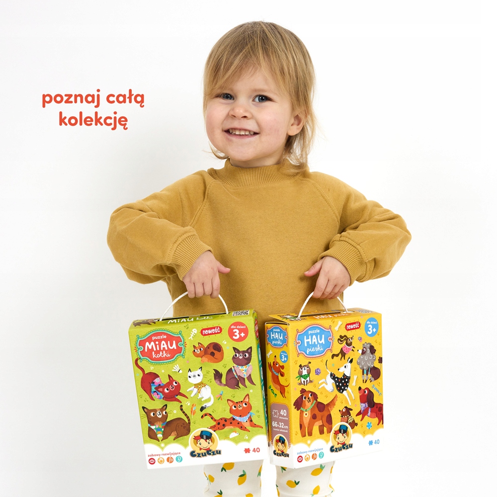 PUZZLE 40 DUŻE MAXI UKŁADANKA ZWIERZĘTA KOTY KOTKI KOCIĘTA 3+ CZUCZU Wiek dziecka 3 lata +