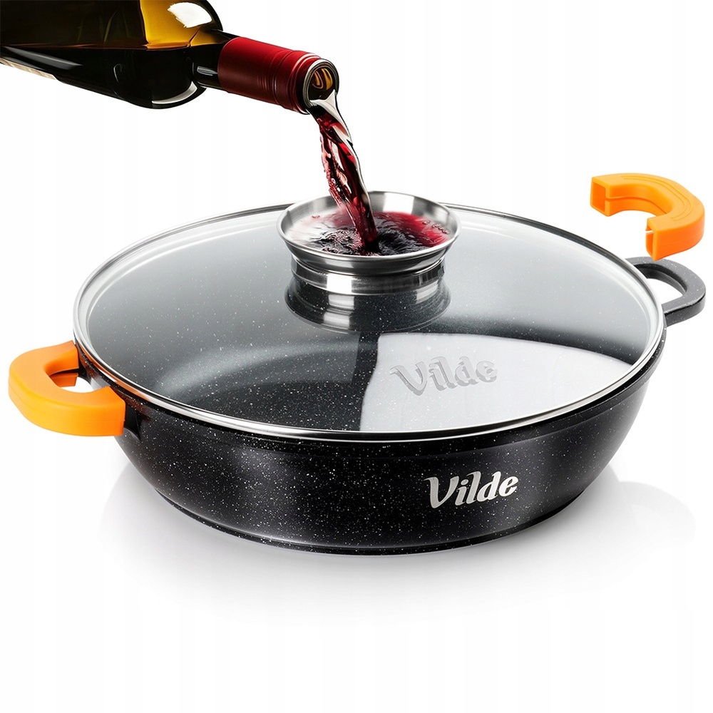 Hluboká Granitová Pánev S Poklicí 24 CM, Nepřilnavá Indukční Povrchová Úprava