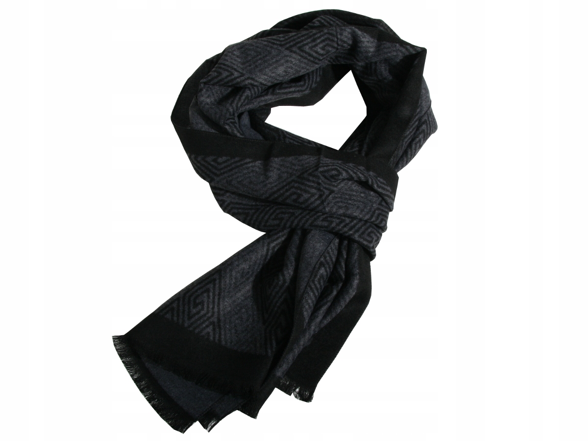 SZALIK MĘSKI WISKOZA - CZARNY Z SZARYM WZÓR (W84)