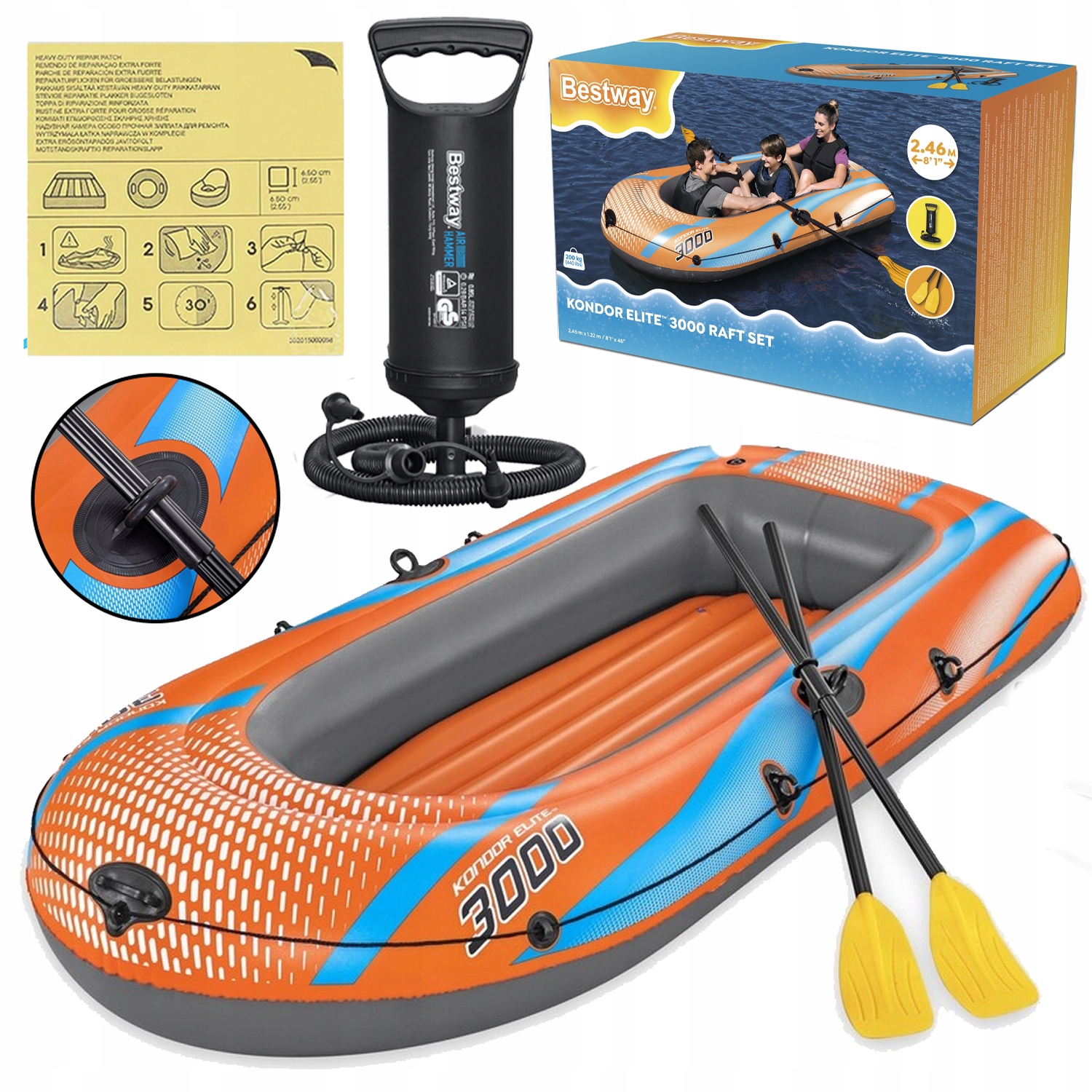Raft Rybářský Kondor Elite 3000 Bestway Pumpička Vesla 61145 Model 2026
