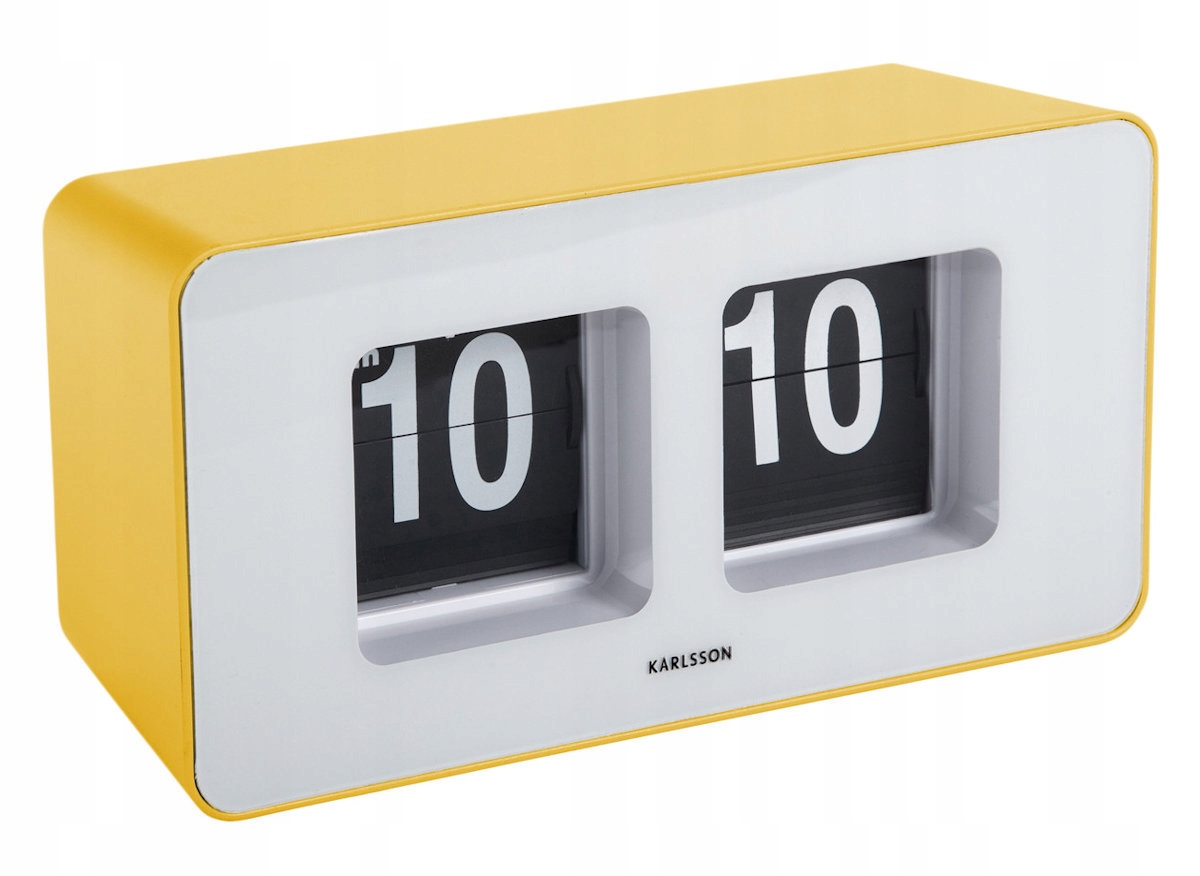 Žluté Klapkové Stolní Nástěnné Hodiny Karlsson KA6042BY 18x9,5