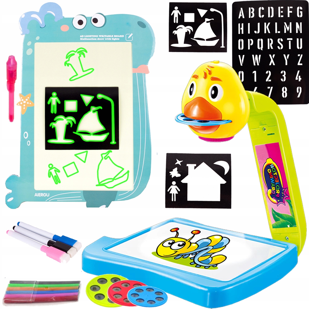 Projektor RZUTNIK + TABLICA do malowania ŚWIATŁEM Materiał plastik inny