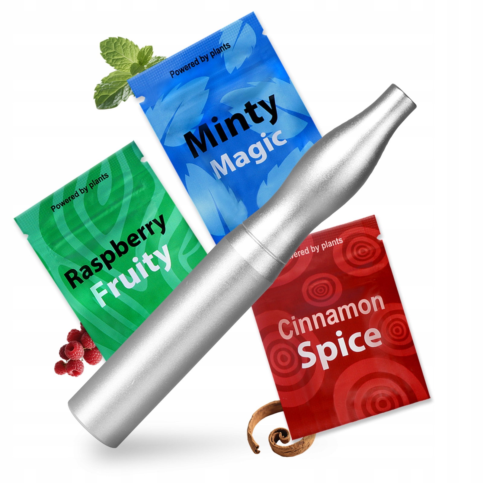 Metalowy inhalator olejków eterycznych AroPuff na rzucenie palenia srebrny