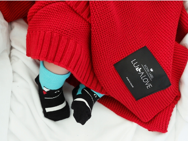 LULLALOVE Bawełniano Bambusowy Koc Tkany 80x100cm Czerwony Płeć chłopcy dziewczynki