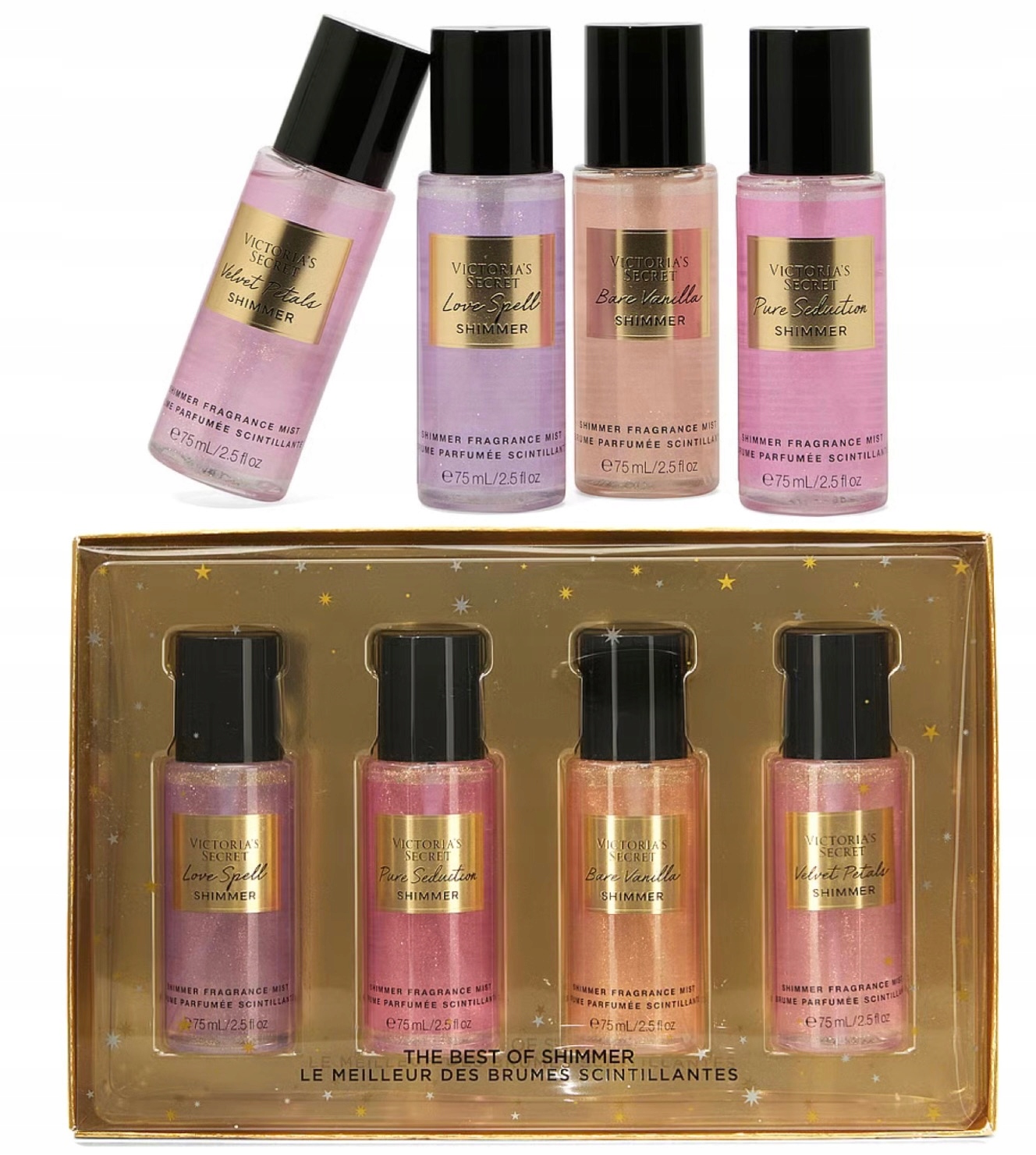 Zestaw prezentowy Victoria's Secret Shimmer 4x 75ml mgiełek do ciała