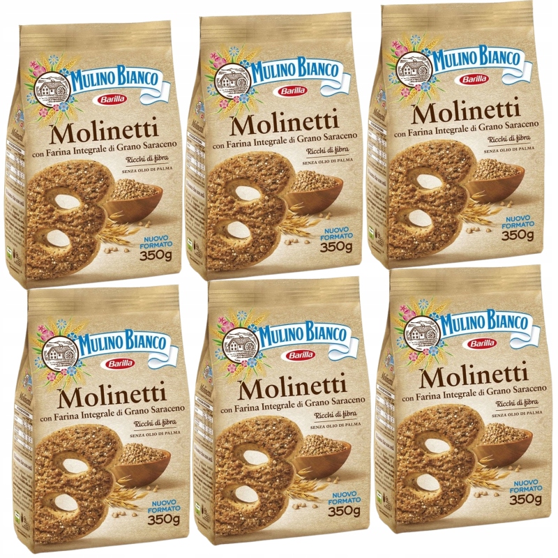 Mulino Bianco Molinetti celozrnné sušenky 350 g s hnědým cukrem