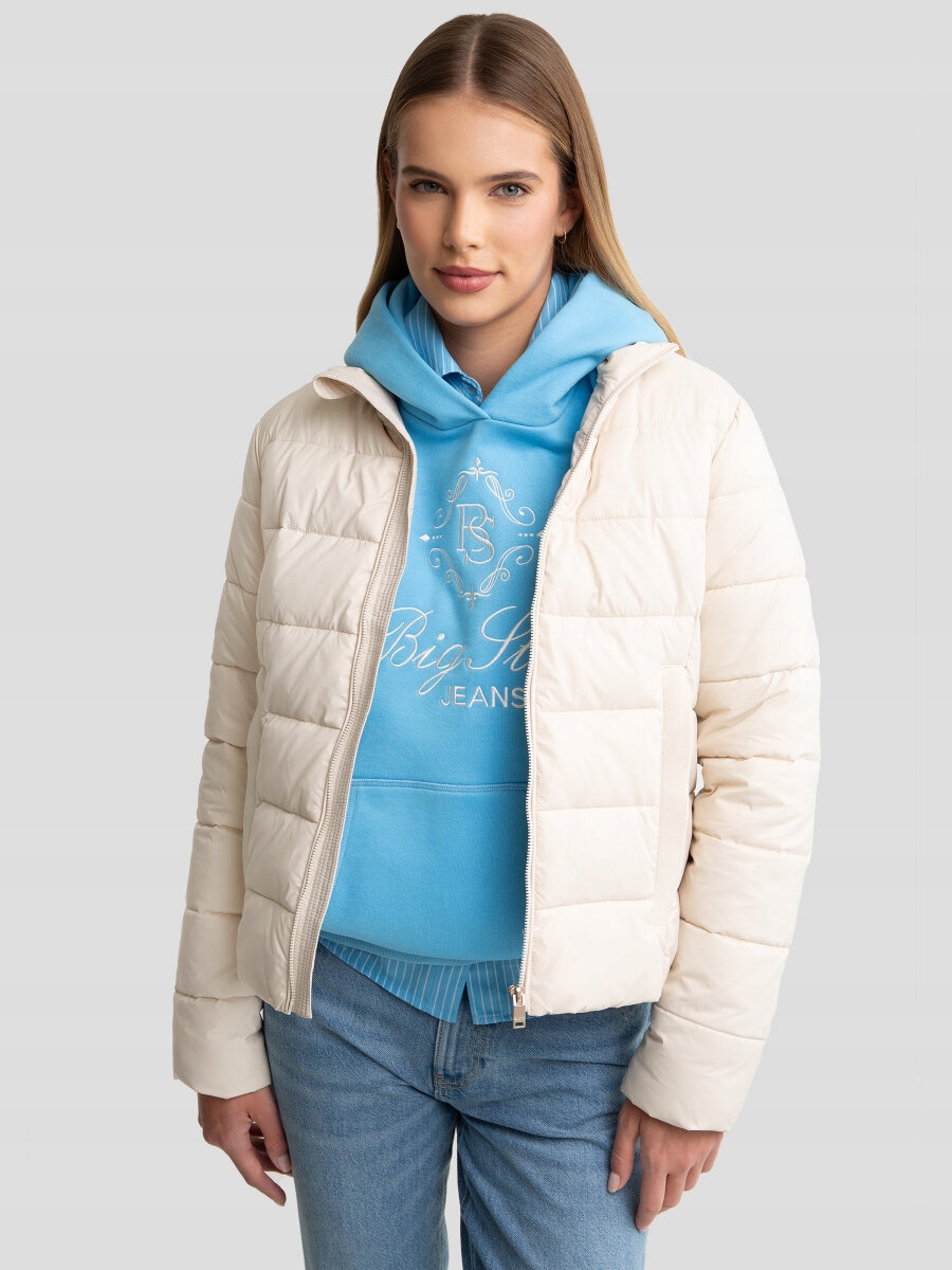 Big Star Dámská Prošívaná Bunda Se Stojáčkem Krémová Delina 103 L
