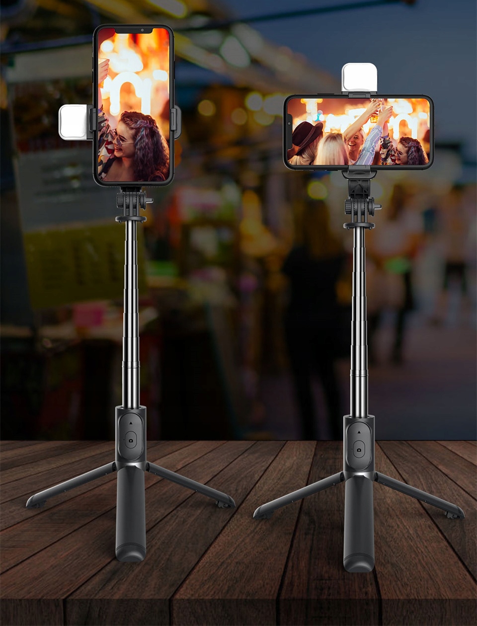 SELFIE-STICK KIJEK DO TELEFONU TRIPOD STATYW LED Stan opakowania oryginalne