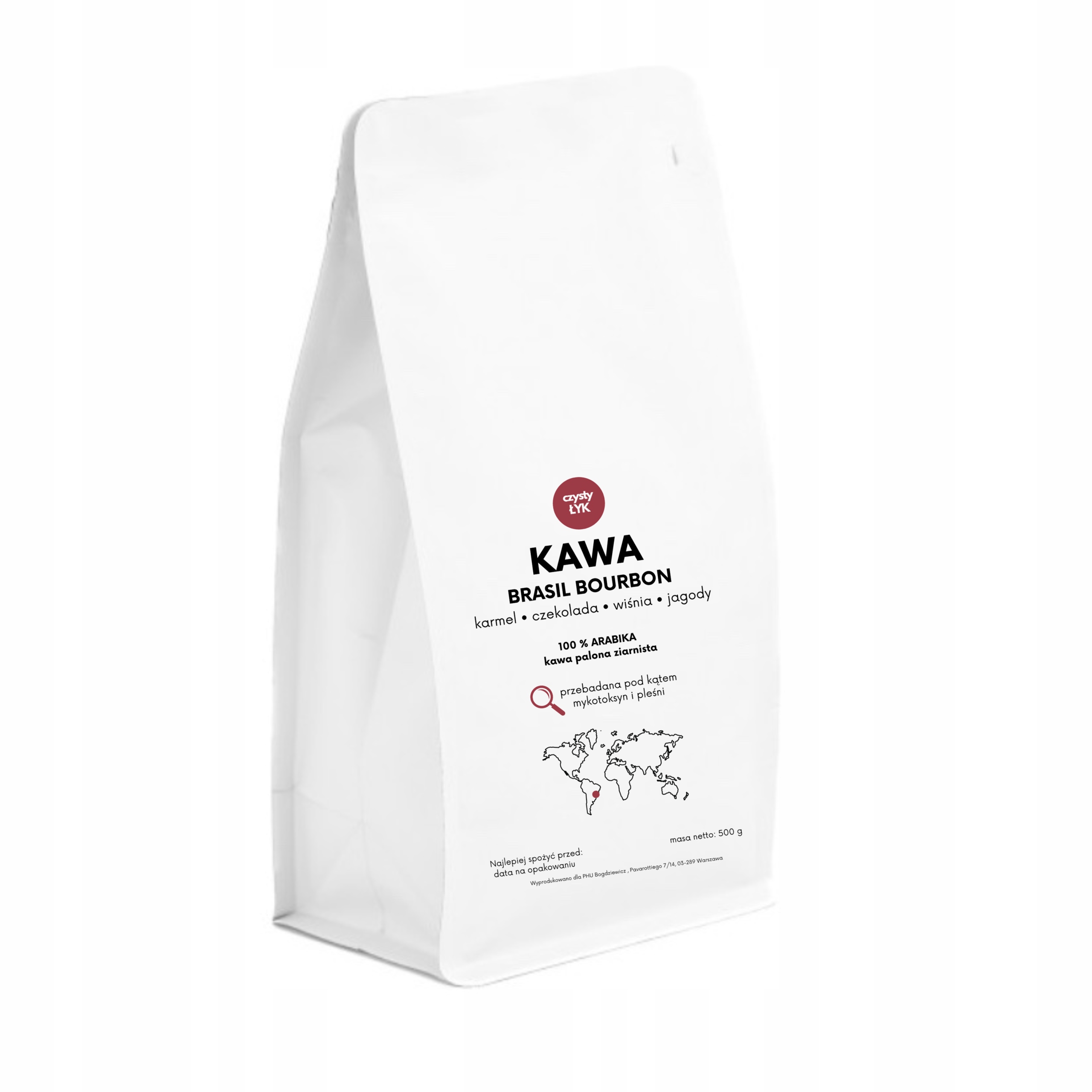 Kawa ziarnista 500g Bourbon Czysty Łyk – bez pleśni, kawiarka, Brazylia