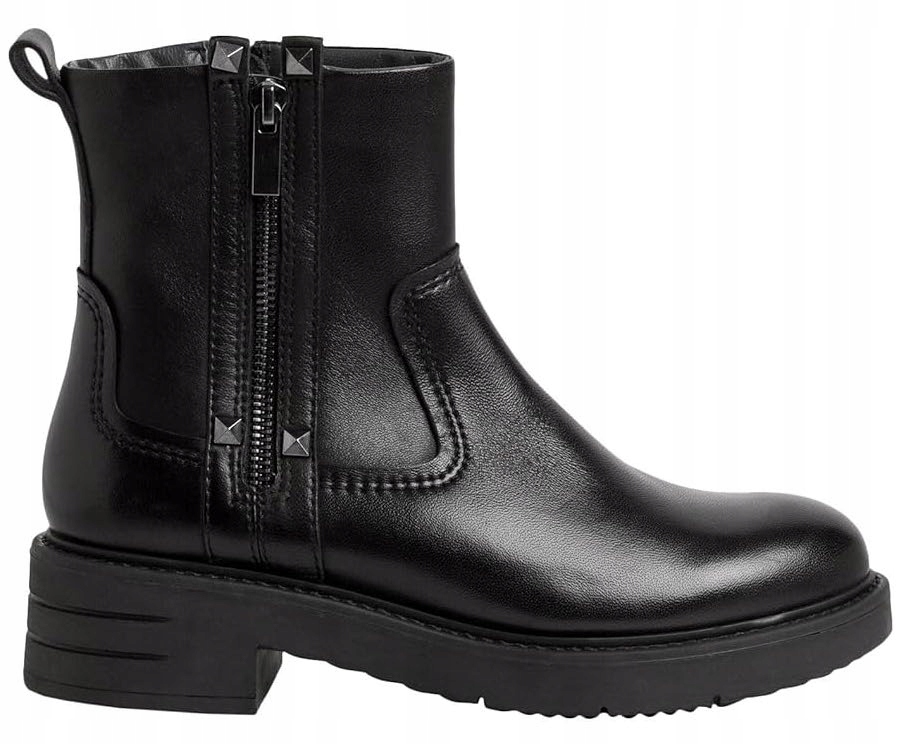 Marco Tozzi Kožené Dámské Černé Kotníkové Boty Tyčinky Kozačky 37