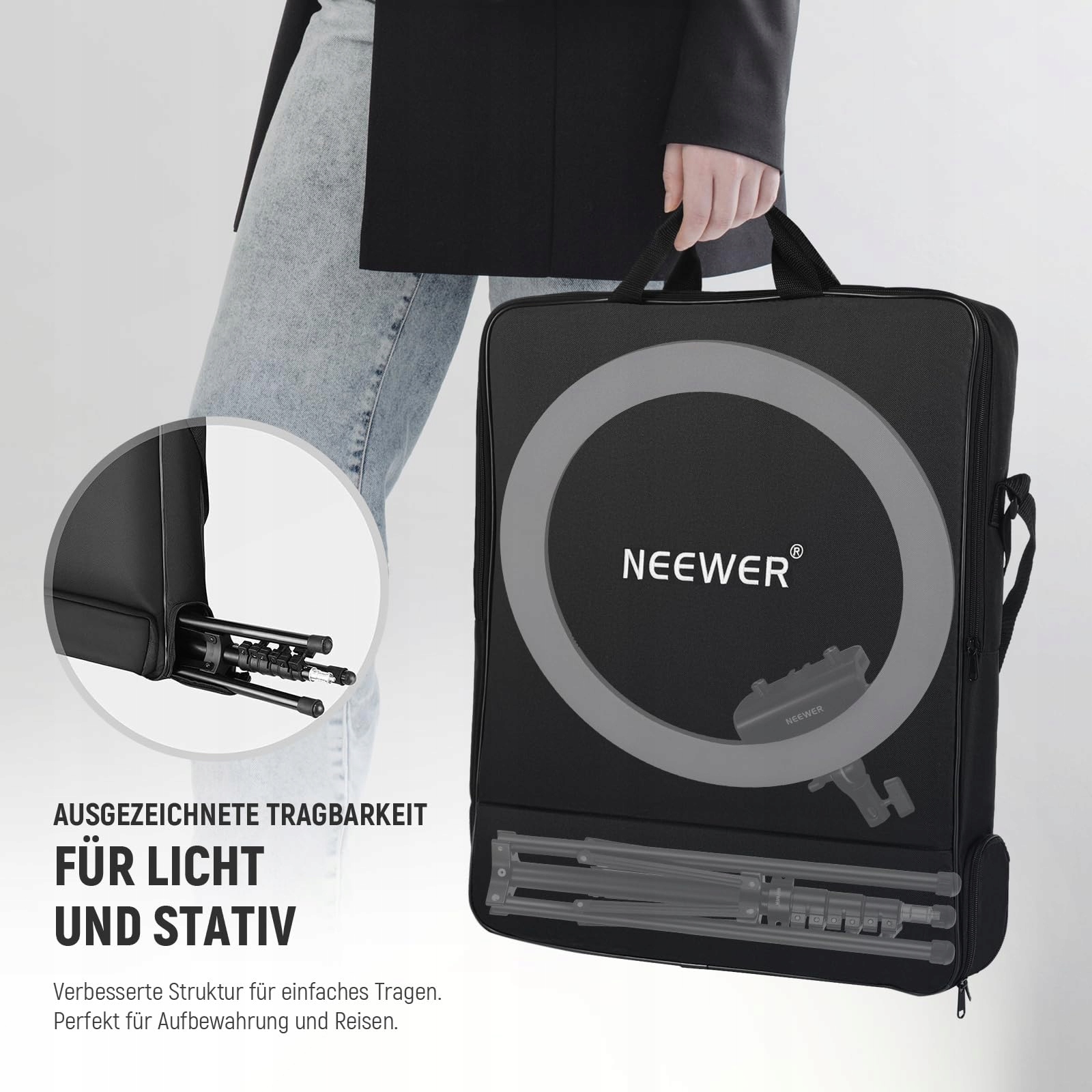 NEEWER Profesjonalne Ring Light 18 Cal 45W Stojak Uchwyt Telefonu Aplikacja — miniatura 8