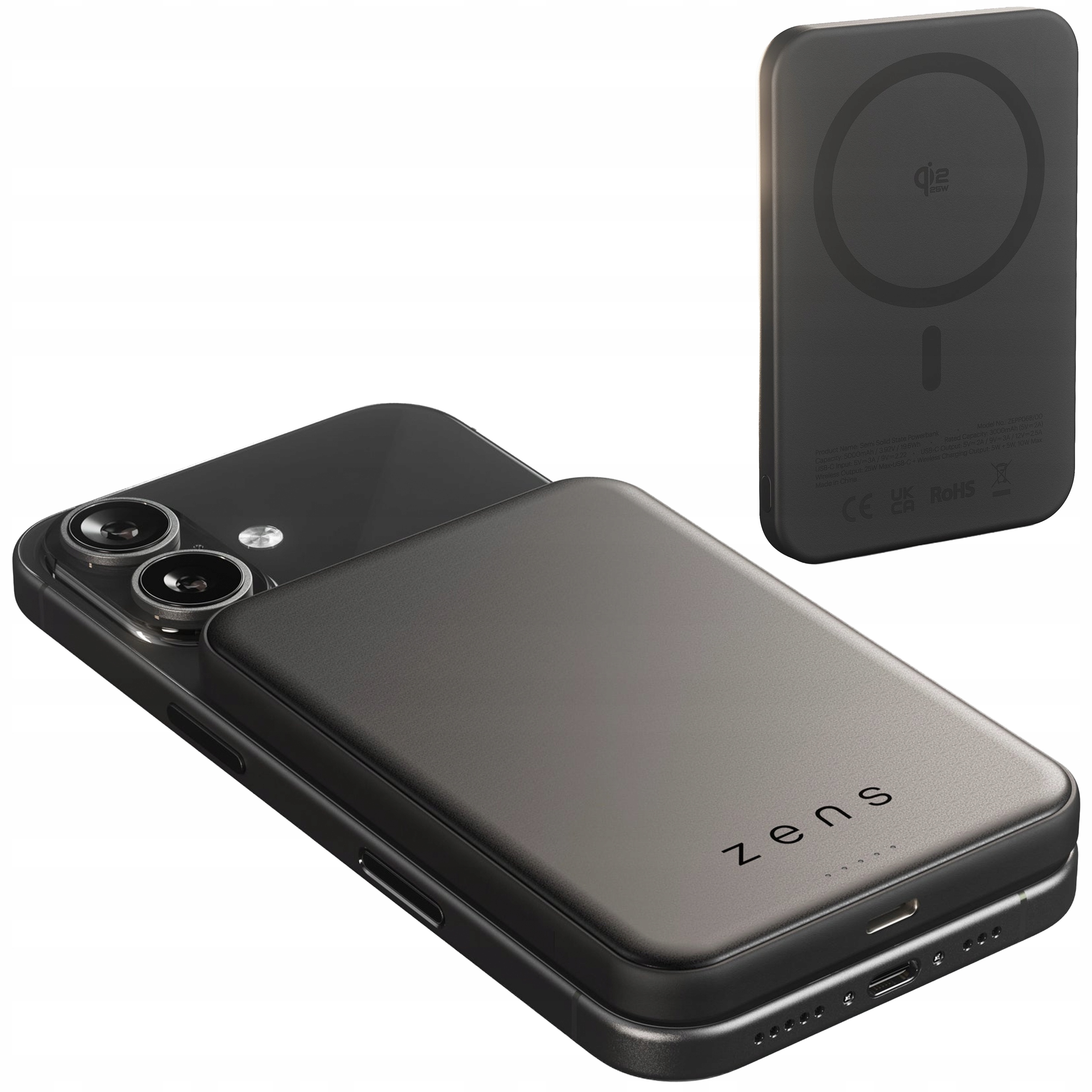 Zens Semi Solid State Magnetická powerbanka 5000 mAh Qi2.2 25W s MagSafe