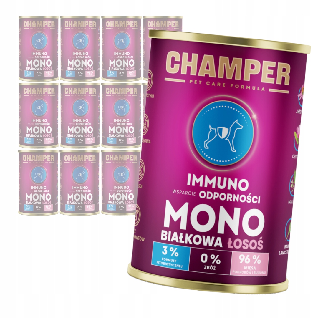 Levně Champer Immuno Monoproteinové 12x400g Vlhké Krmivo pro psy s lososem