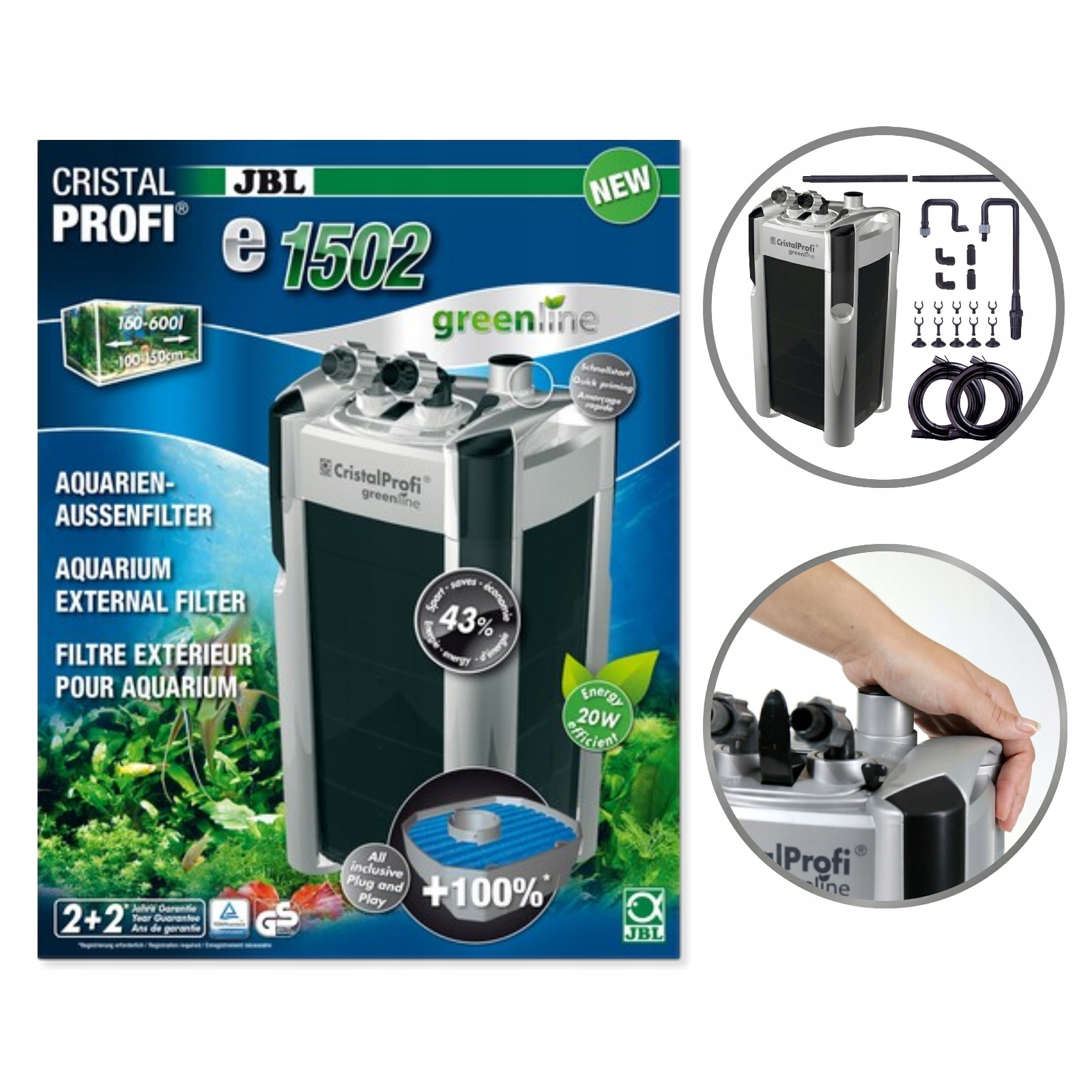Jbl CristalProfi e1502 Greenline Filtr Zewnętrzny Kubełkowy Do Akwarium