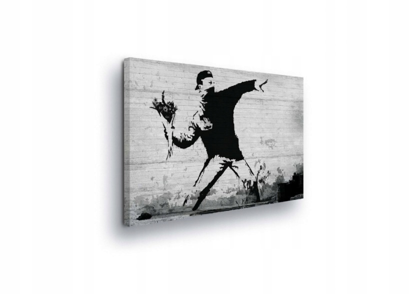 Obraz 80x60 Banksy Květinář pouliční umění graffiti šablona protest pokoj