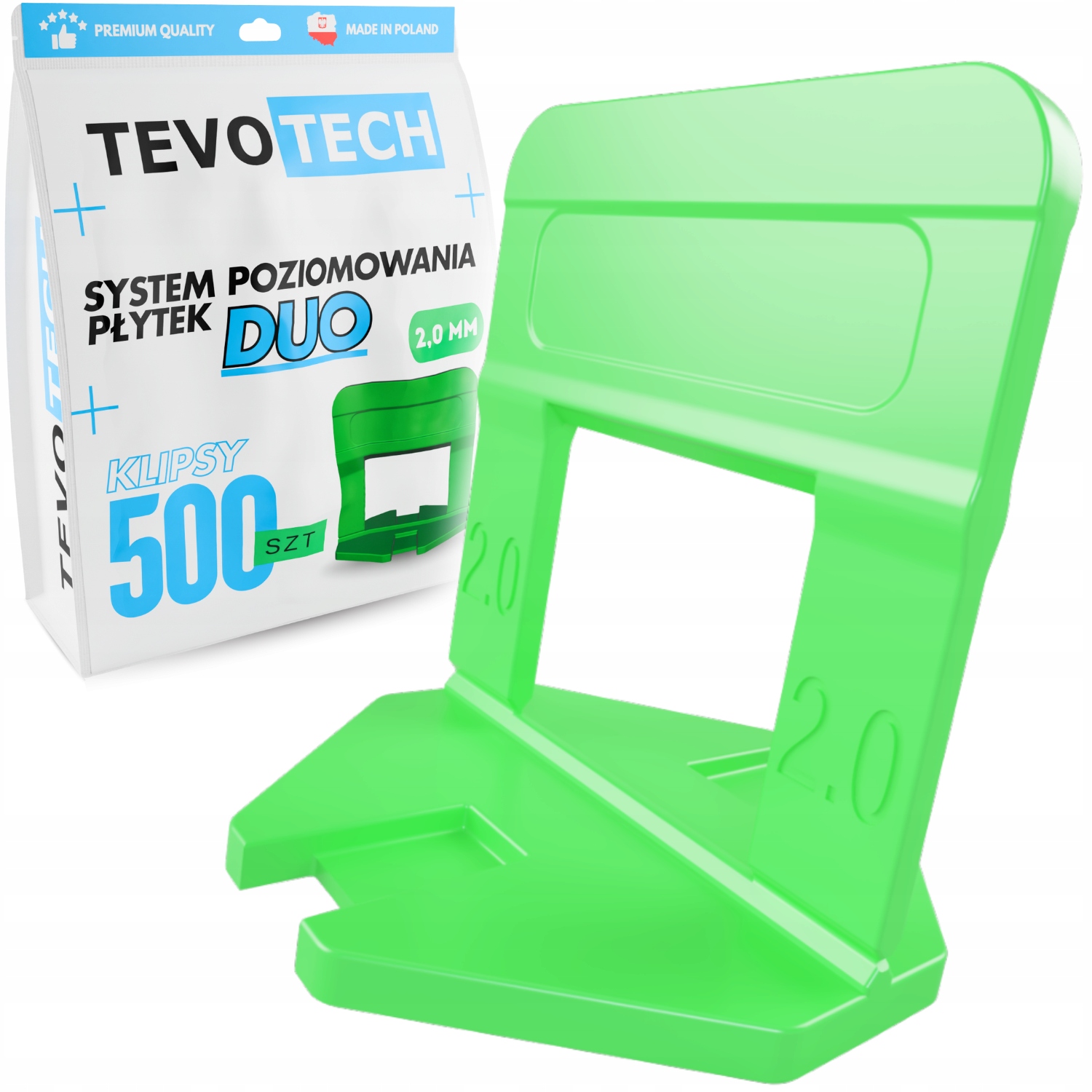 Система выравнивания плитки TEVOTECH DUO 500 зажимов 2,0 мм
