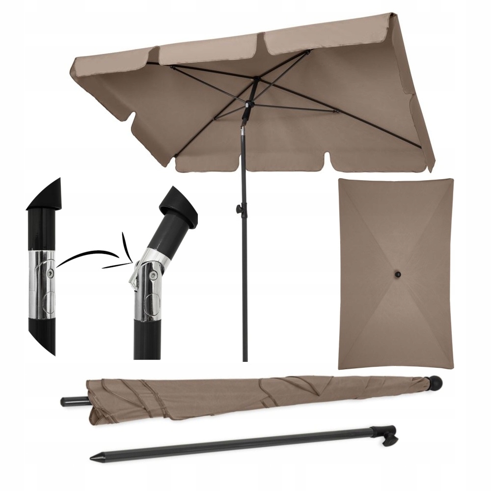 Duży Parasol Balkonowy Prostokątny Na Balkon Łamany Ogrodowy Uv 200x130cm