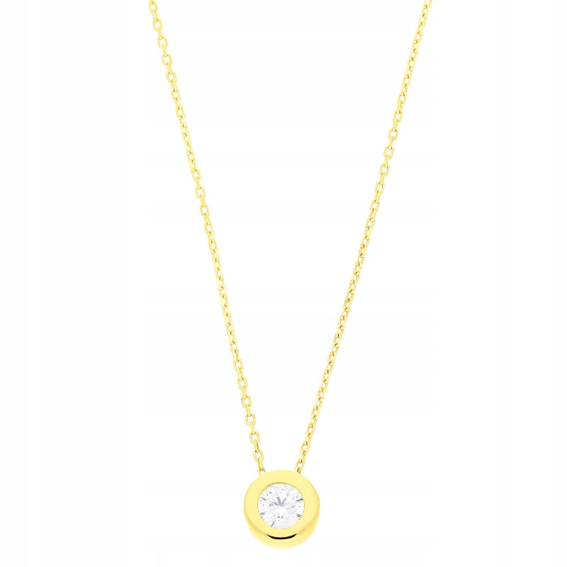 Zlatý náhrdelník 585 s bílou zirkonií v rámečku na řetízku, 1.30 g, elegantní