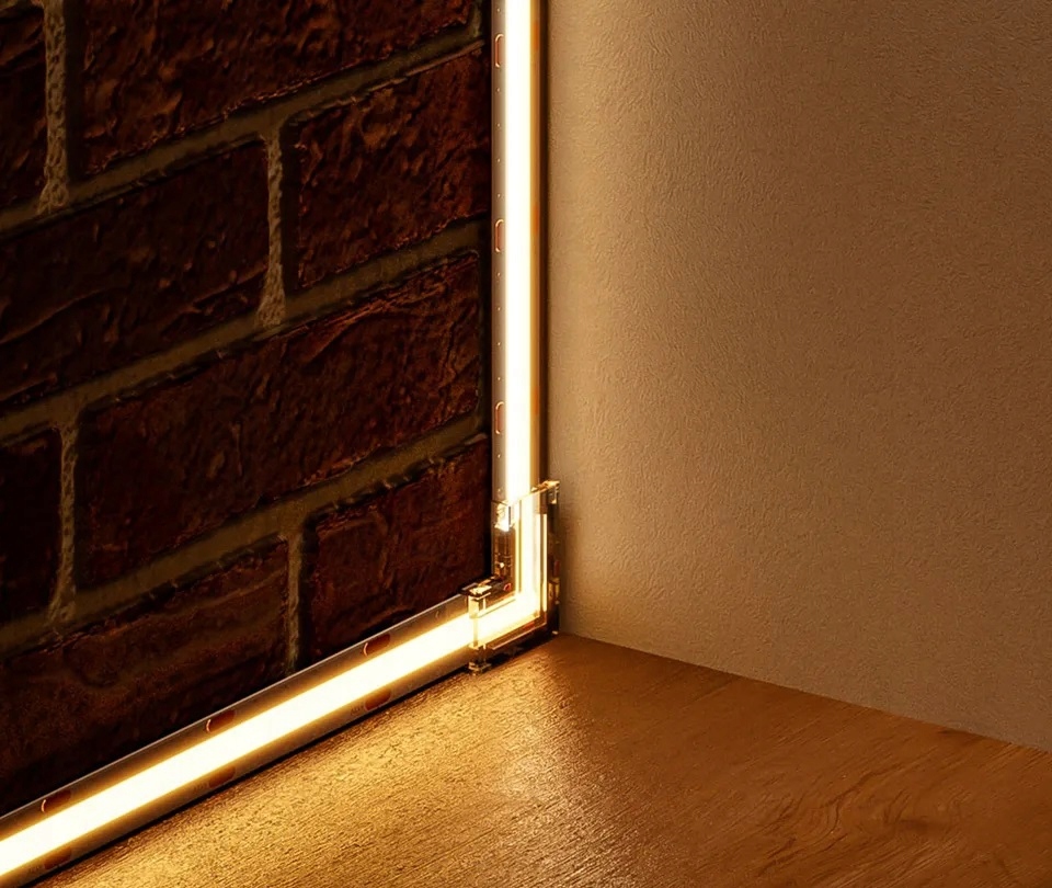 Złączka L kątowa do taśm LED COB 10mm 2PIN CLICK Kod producenta ID-0123