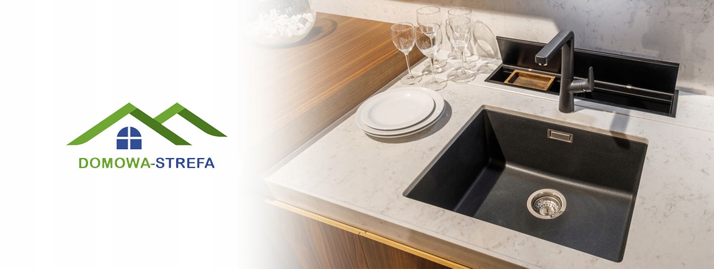 ZLEW ZLEWOZMYWAK GRANITOWY+BATERIA-ZESTAW ZŁOTY Krótszy bok 50 cm