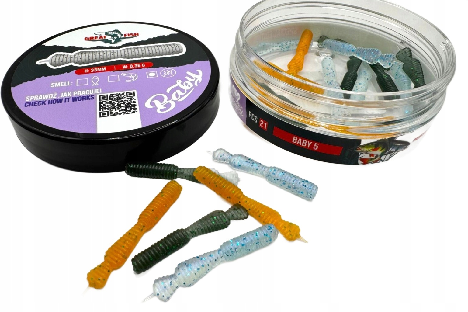 Great Fish GF2 Baby 5 33MM 21 Sztuk Shrimp Scent Zapach Krewetki